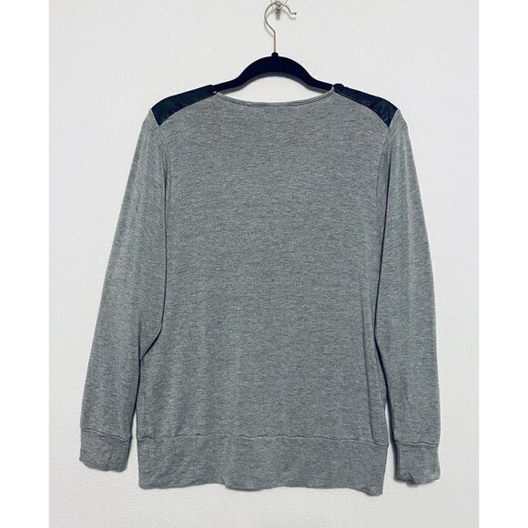 Boston Proper Top Womens Medium Gray Drape Neck Faux Dolman 3/4 Sleeve - Picture 3 of 7
